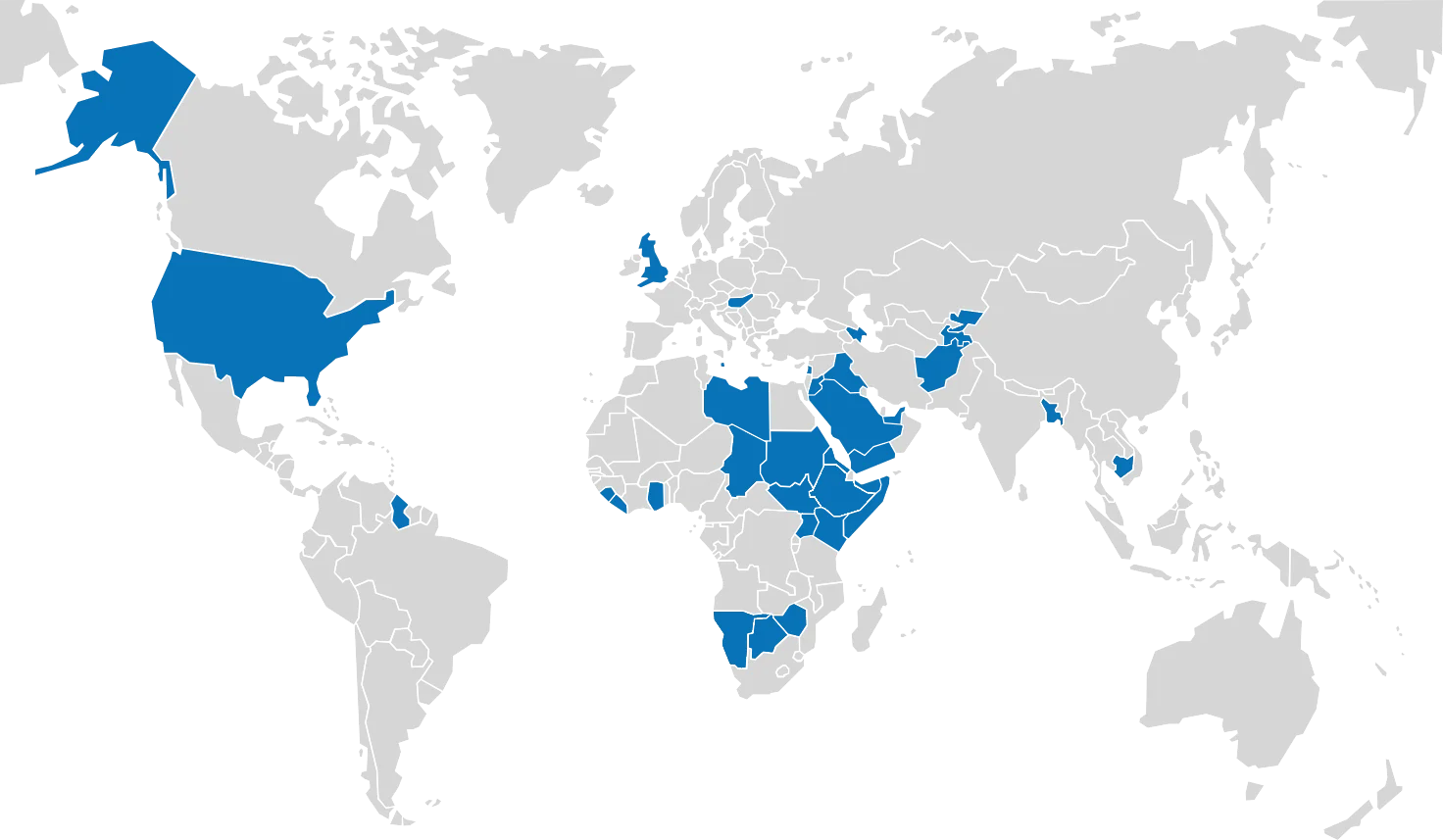 World map highlighting countries Cteq has delivered to